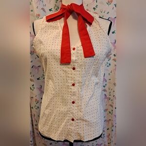 EUC Y2K Hot Delicious Red Heart Sailor Moon Lolita Pinup Blouse Top SZ XL